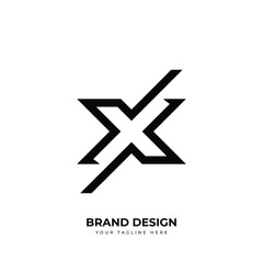 modern letter X sporty type minimal monogram
