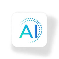 Ai logo on a white rounded square with blue and green gradient and dotted circle arc