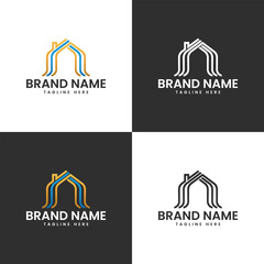 Minimalist house logo design featuring a simple home outline and roof concept