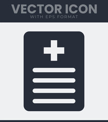 Medical document health record icon simple plus symbol design