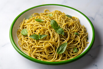 Trofie al Pesto - Spaghetti pasta with pesto sauce