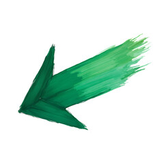 Green Arrow Brush Stroke isolated on a transparent background paint abstract