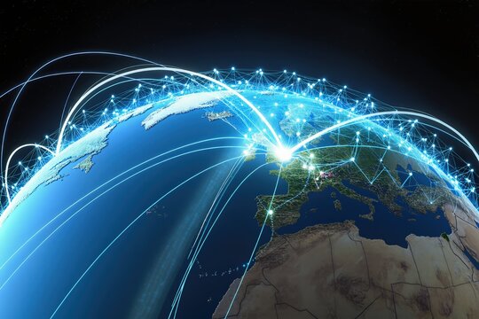 A visual representation of global connectivity, showing intricate networks and seamless data flow worldwide