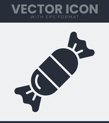 Simple candy wrapper icon for sweet treats and holidays