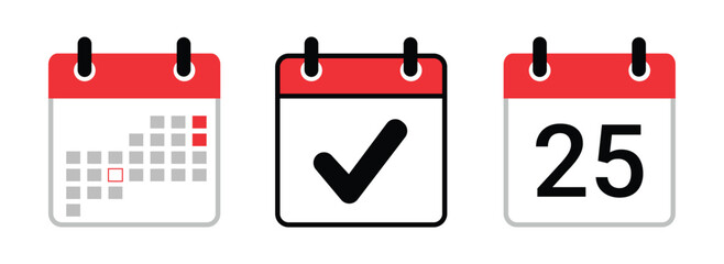 Calendar icon set date, schedule, appointment, event and reminder symbol