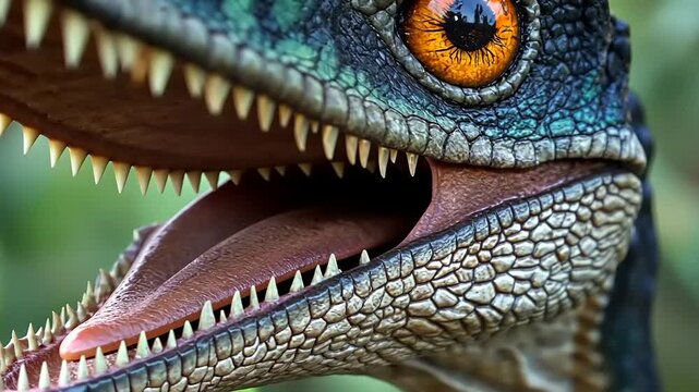 Majestic Velociraptor Close-Up: Detailed Portrait of Prehistoric Predator