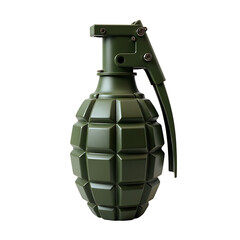 Olive green fragmentation explosive device isolated on a transparent background grenade