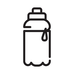 Simple outline icon of a water bottle with a droplet of water falling