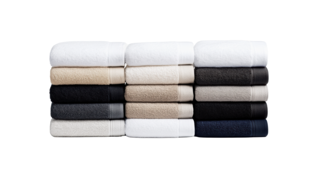 Stack of folded towels on a transparent background