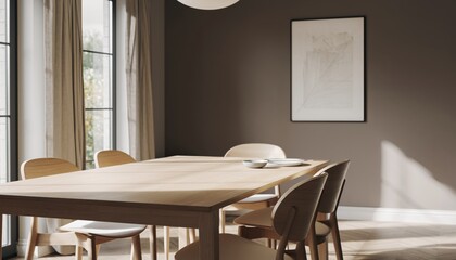 Dining room with wooden table and chairs