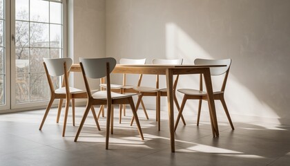 Dining table and chairs interior scene