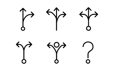 Naklejka na ściany i meble Minimalist linear arrow icons set with directional symbols for decision making Naklejka na ściany i meble Minimalist linear arrow icons set with directional symbols for decision making
