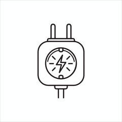 Fototapeta premium Electric plug line icon energy saving concept power cable cord electrical plug outline vector illustration electricity connection symbol
