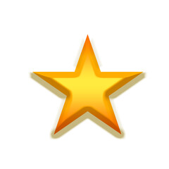 Golden 3D star icon shining on a white background