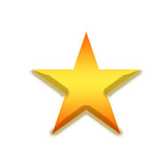 Golden 3D star icon shining on a white background