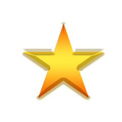 Golden 3D star icon shining on a white background