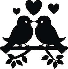Love birds on branch isolated on white background isolated on transparent background