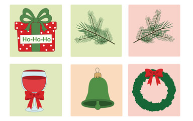Christmas holiday decorative icons collection