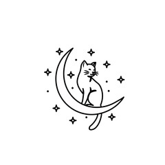 ✨ Example: “Minimal Cat Sitting on Crescent Moon Vector Icon”