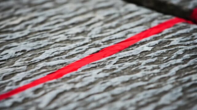 Red Line Marking on Textured Surface in a Video