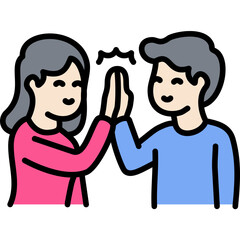 high five couple colored icon