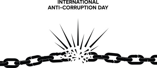 International anticorruption day with broken chain isolated promoting transparency and accountability in governance worldwide