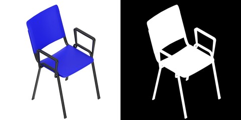 3D rendering illustration of a conference plastic chair with metal frame