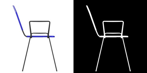3D rendering illustration of a conference plastic chair with metal frame