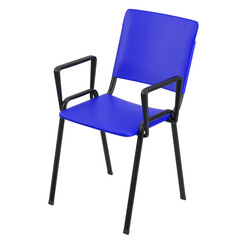 3D rendering illustration of a conference plastic chair with metal frame