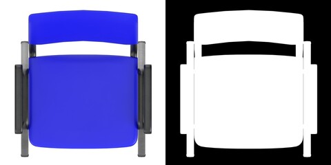3D rendering illustration of a conference plastic chair with metal frame