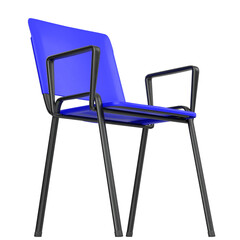 3D rendering illustration of a conference plastic chair with metal frame
