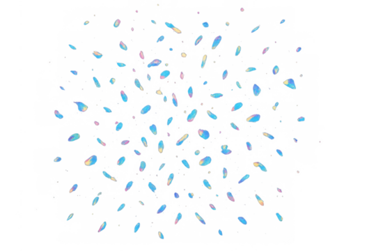 Iridescent confetti falling, holographic shimmering shiny particles, abstract glitter transparent background