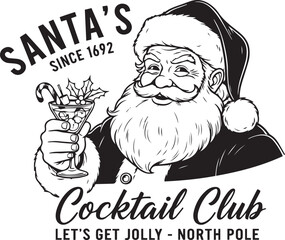 Santa's Cocktail Club Let's Get Jolly at the North Pole Illustration