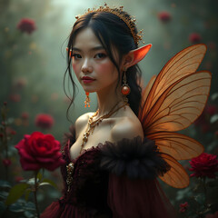 beautiful fairy of the red roses