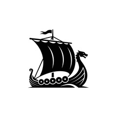 Viking Longship Silhouette - A Symbol of Norse Exploration and Maritime Power.