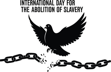 International day for abolition of slavery illustration featuring a dove and broken chains, isolated