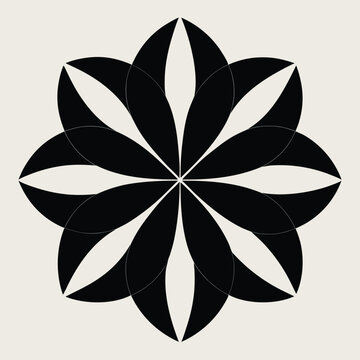 Abstract Black Flower Shape With White Gaps moti pattern