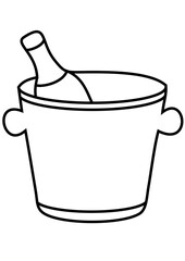 Vector icon of champagne bucket with bottle inside, flat style, festive celebration design