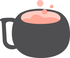   Minimalist flat illustration of a dark cauldron filled with pink bubbling potion, symbolizing witchcraft and magical brewing in a cute modern style.