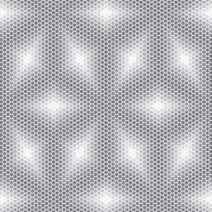 white hexagonal mosaic pattern combined with rounded hole, black and white vector illustration