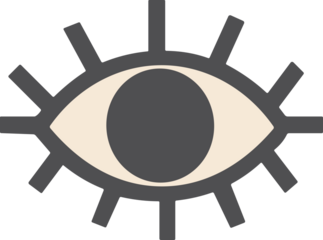    Minimalist flat illustration of an all-seeing eye symbol in neutral tones, representing intuition, protection, and mystical vision in a modern magical style.