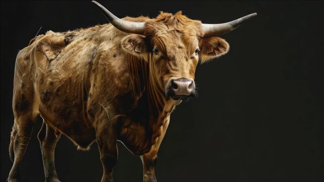 Brawny Brown Bull with Horns