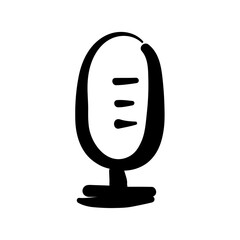 Minimalist hand-drawn Podcast mic icon vector illustration.