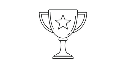 Simple line drawing of a trophy cup with a star, representing achievement and success.