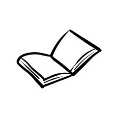 Minimalist hand-drawn single blank open book icon vector illustration.