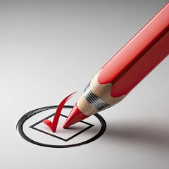 Red pencil with check mark illustration made with Generative AI