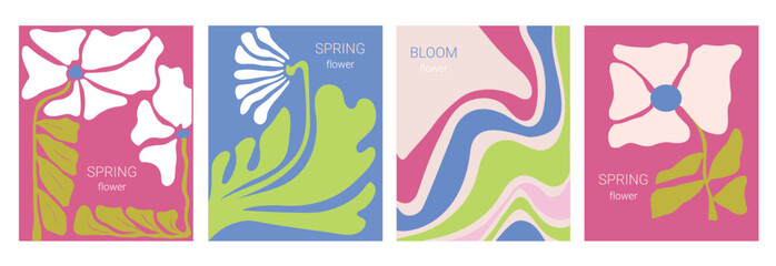 Spring set abstract vector groovy background, floral backgrounds.