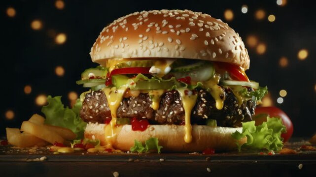 Delicious Burger on a Plate