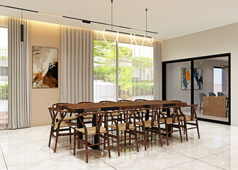 Modern Interior Dining room design and dining table