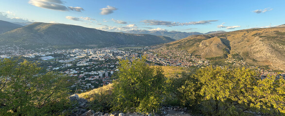 A view of Mostar, the historical and touristic city of Bosnia and Herzegovina.